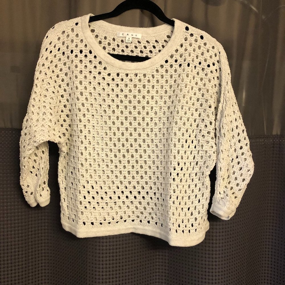 CAbi Seaside Open Knit Pullover Sweater Top